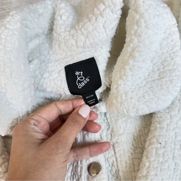 Art Class White Sherpa Kid's Jacket Medium - Picture 3 of 4